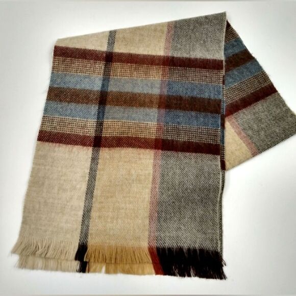 Wool Knit Long Fringe Winter Scarf Men's - Picture 11 of 11